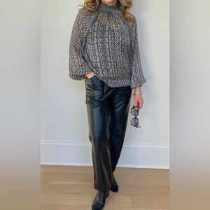 Lost + Wander Mira Mock Neck Top NWT Small Black + Ivory MSRP $88